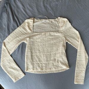 Elodie Square Neck Cropped Long Sleeve Top